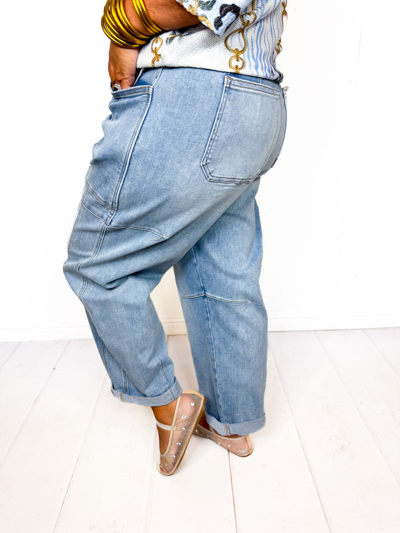 Risen- Wren High Rise Barrel Cargo Jeans