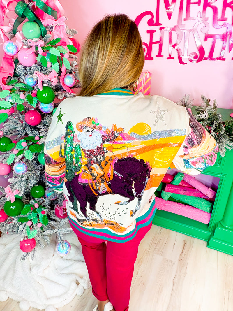 QOS- Vintage Cowboy Santa Sweatshirt ￼