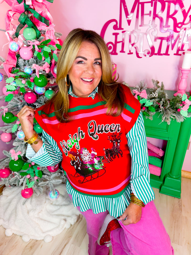 QOS- Sleigh Queen Striped Top