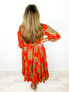 Roaring Tiger Midi Dress- Orange