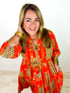 Roaring Tiger Midi Dress- Orange