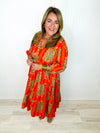 Roaring Tiger Midi Dress- Orange