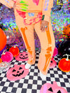 QOS- Neon Orange Skeleton Sweat Pants