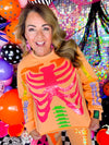QOS- Neon Orange Skeleton Sweatshirt