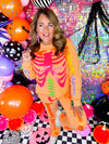 QOS- Neon Orange Skeleton Sweatshirt