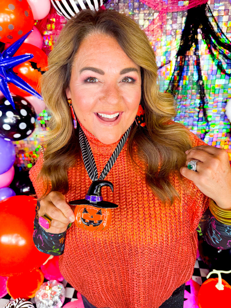 Metallic Magic Sleeveless Sweater- Orange