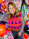 QOS- Pink, Orange Halloween Sweater Top