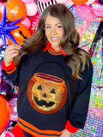 QOS- Black Halloween Bucket Sweatshirt