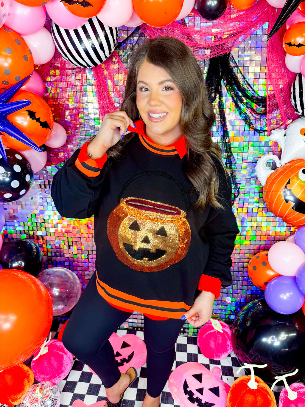 QOS- Black Halloween Bucket Sweatshirt