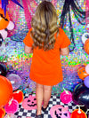 QOS- Orange Pumpkin Face Dress