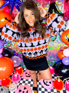 QOS- Lavender, Orange, Black Halloween Sweater