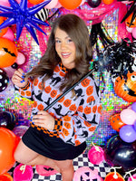 QOS- Lavender, Orange, Black Halloween Sweater