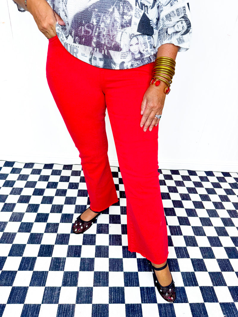 Mica- Rally in Red Ankle Flare Jeans