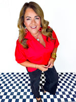Adrienne- Red Alert Sloan Top