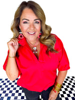 Adrienne- Red Alert Sloan Top