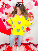 Queen of Sparkles- -Yellow Positive Candy Hearts Sweatshirt