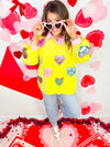 Queen of Sparkles- -Yellow Positive Candy Hearts Sweatshirt