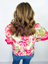 Ruffle Blossom Top- Cream/Pink