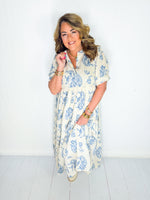 Petals and Paisley Maxi Dress - Blue