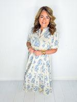 Petals and Paisley Maxi Dress - Blue