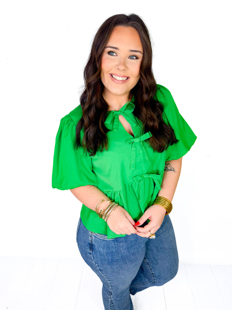 Bows and Bubbles Top - Green