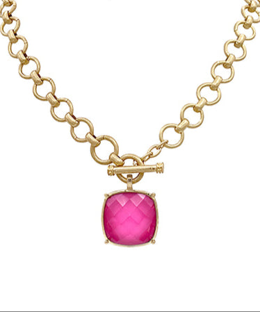 Summer Glimmer Necklace- Fuchsia