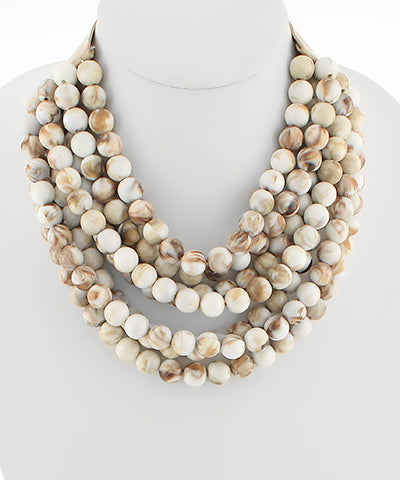 Bold Beauty Beaded Necklace- Taupe Mix