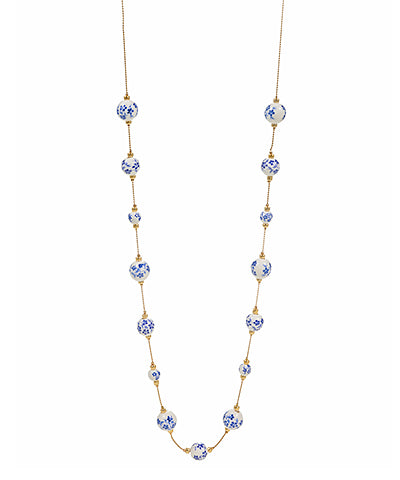 Bursting In Blue Floral Necklace