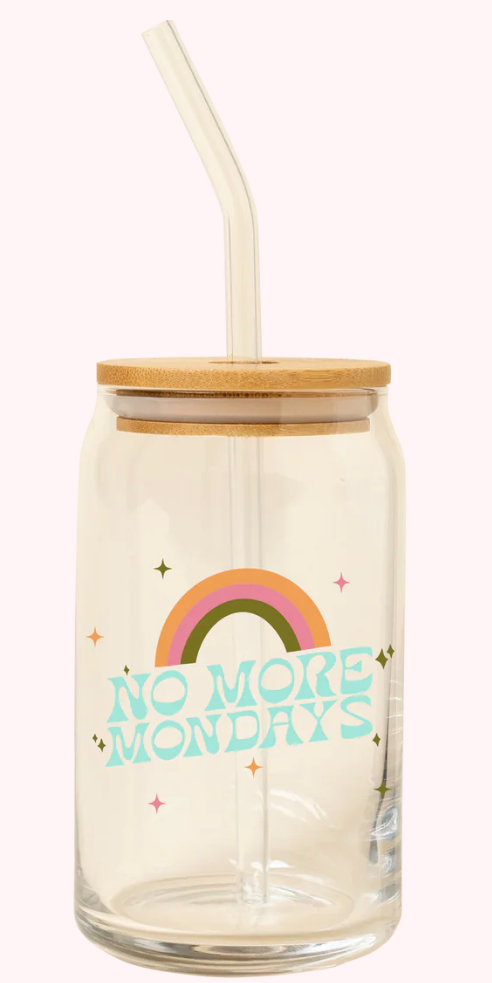 Can Glass w/ Straw- No More Mondays