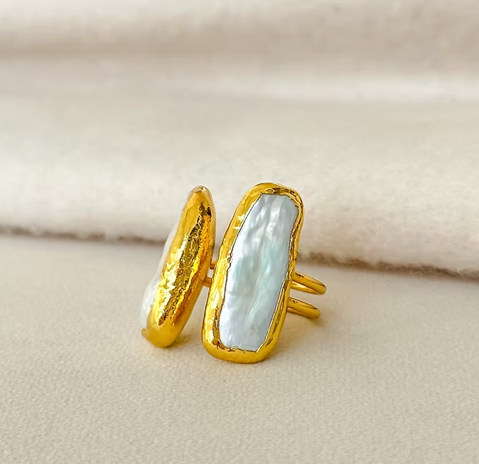 Easton Elle- Double Linear Pearl Ring