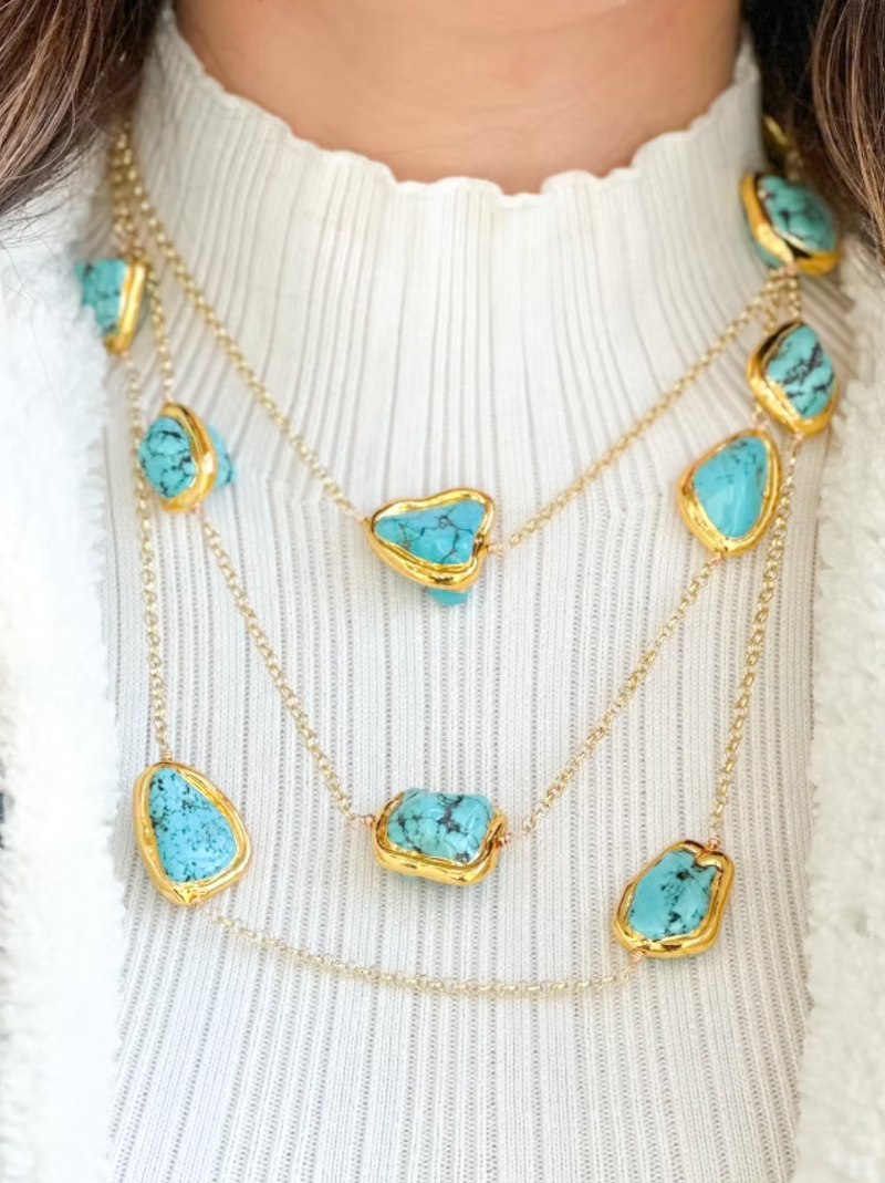 Easton Elle- Triple Turquoise Necklace