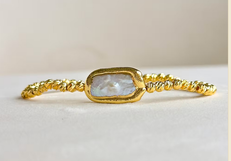Easton Elle- Beam Stretch Bracelet- Rectangle Pearl