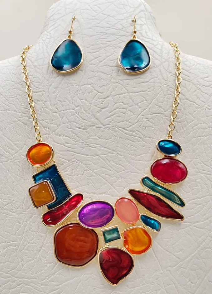Colanda Colorful Statement Necklace Set