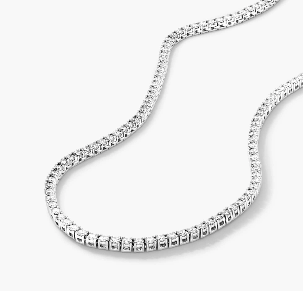 18" Diamond Tennis Necklace- 3.0MM- Silver