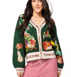 QOS-  Dark Green "Thanksgiving" Button Cardigan ￼