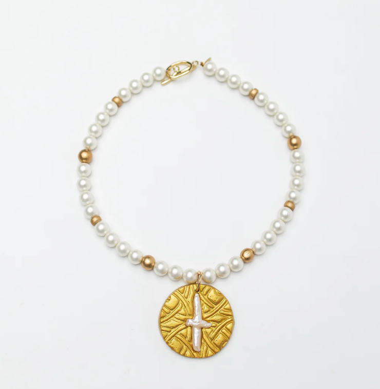 Hidden Truth- Maryanna Pearl Cross Necklace