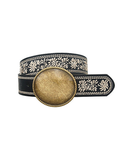 Wild Side Embroidered Belt - Black