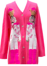 QOS Neon Pink Nutcracker Tiger Blazer Dress Cardigan Dress