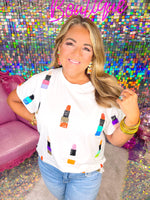 Queen Of Sparkles White Lipstick Tee