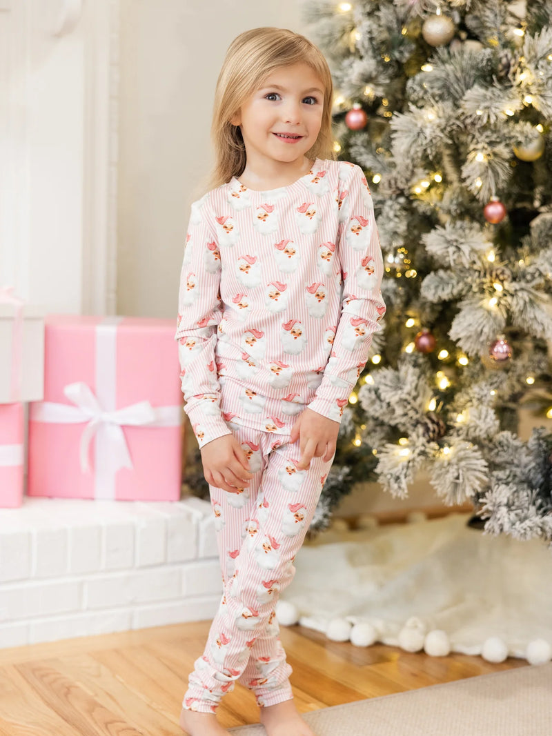 Mary Square- Kids PJ's- Santa Baby Pink