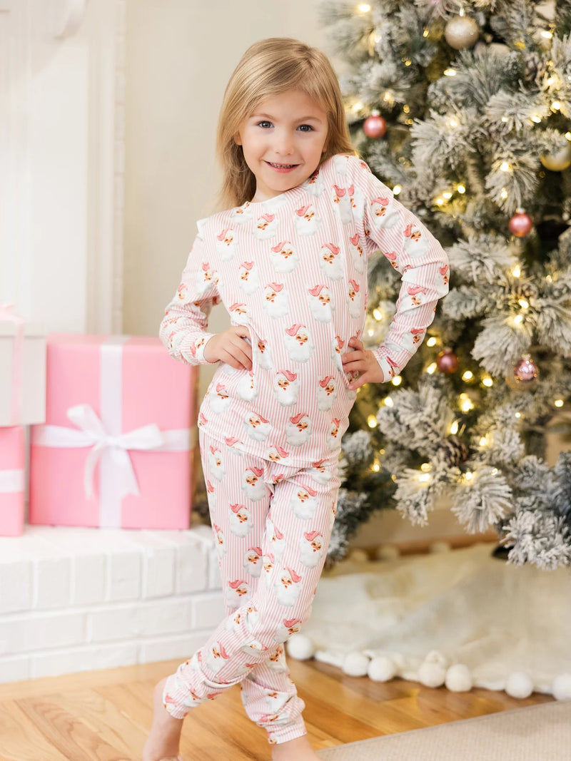 Mary Square- Kids PJ's- Santa Baby Pink