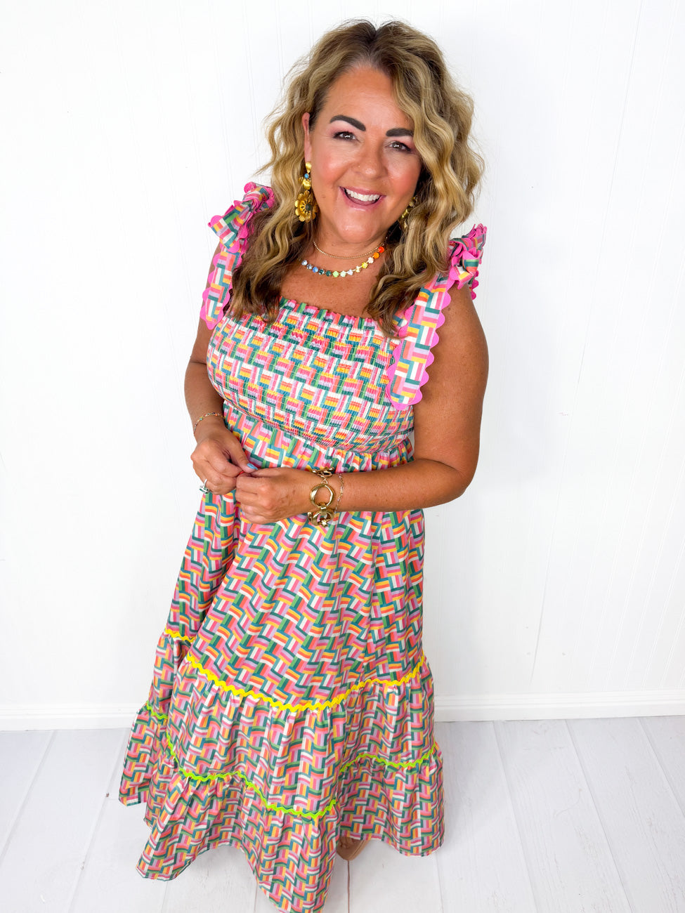 Brianna Cannon- Rainbow Parquet Maxi Dress