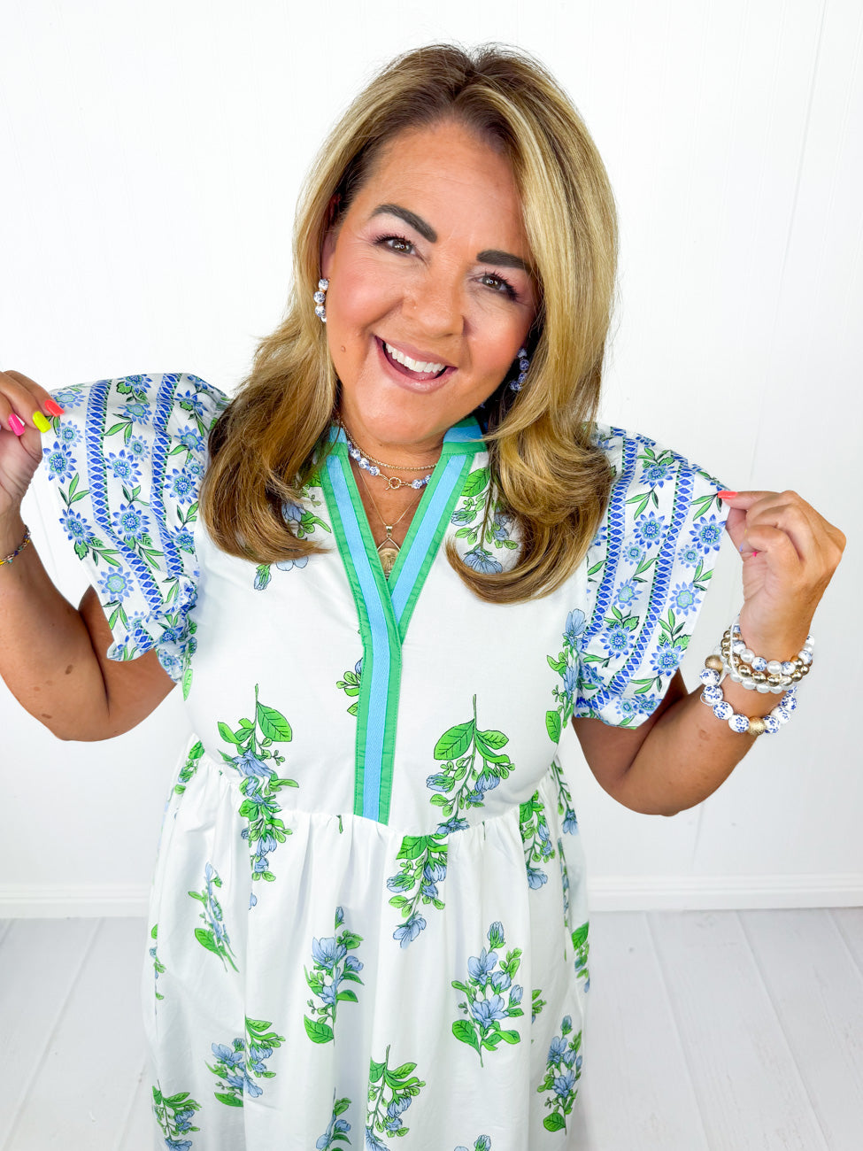 Blue Garden Midi Dress