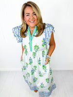 Blue Garden Midi Dress