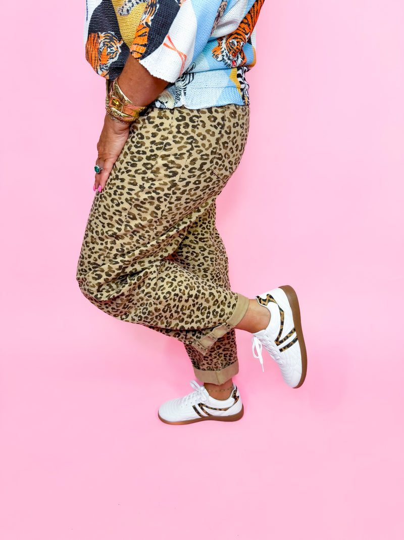 Risen - High Rise Crop Barrel Leopard Jeans