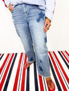 Risen - Star Spangled Denim Mid Rise Cuff Jeans