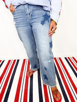 Risen - Star Spangled Denim Mid Rise Cuff Jeans