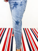Risen - Star Spangled Denim Mid Rise Cuff Jeans