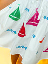 Queen of Sparkles - White Rainbow Sailboat Cotton Tie Dress