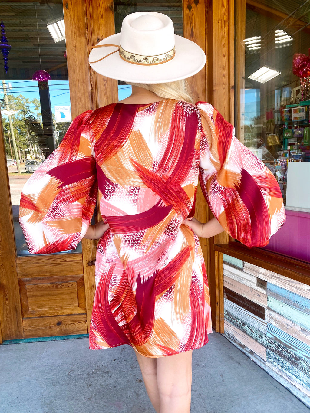 Sedona Sunset Bubble Sleeve Dress